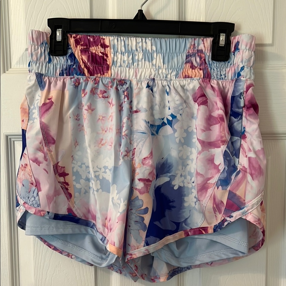 Avia Athletic Shorts Pink and Blue Watercolor Design